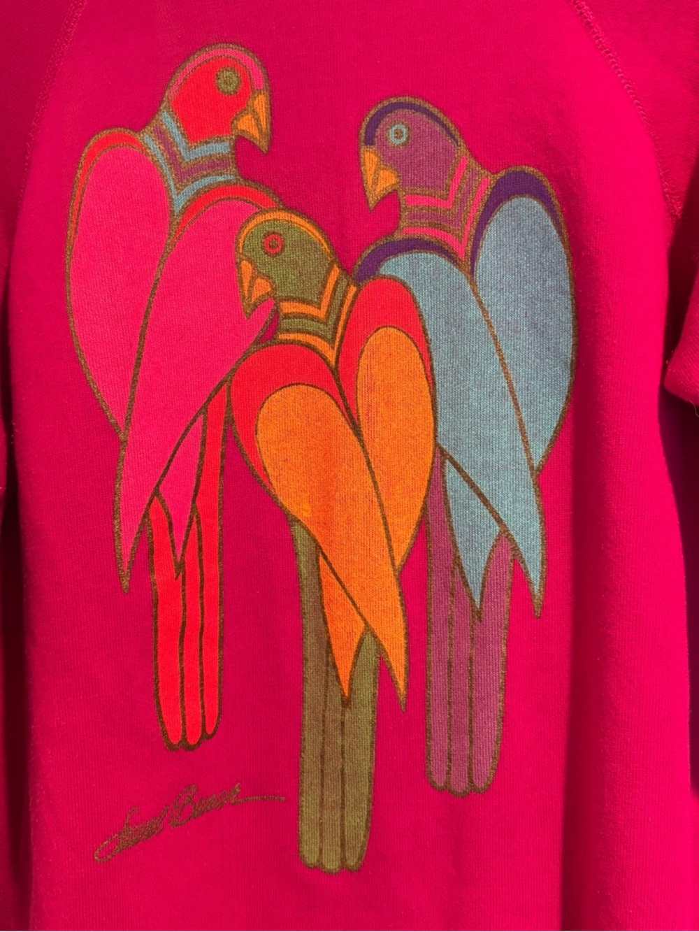 Vintage Crewneck Laurel Burch Art Colorful Graphic sweatshirt tropical birds - Picture 2 of 10